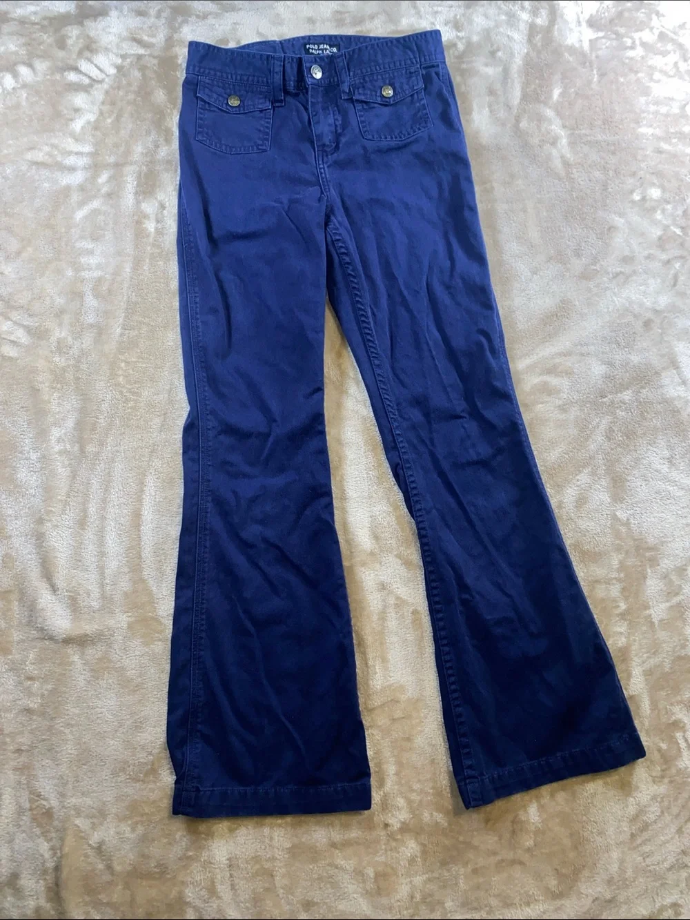 Vintage Ralph Lauren Navy Blue Cotton Flare Pants